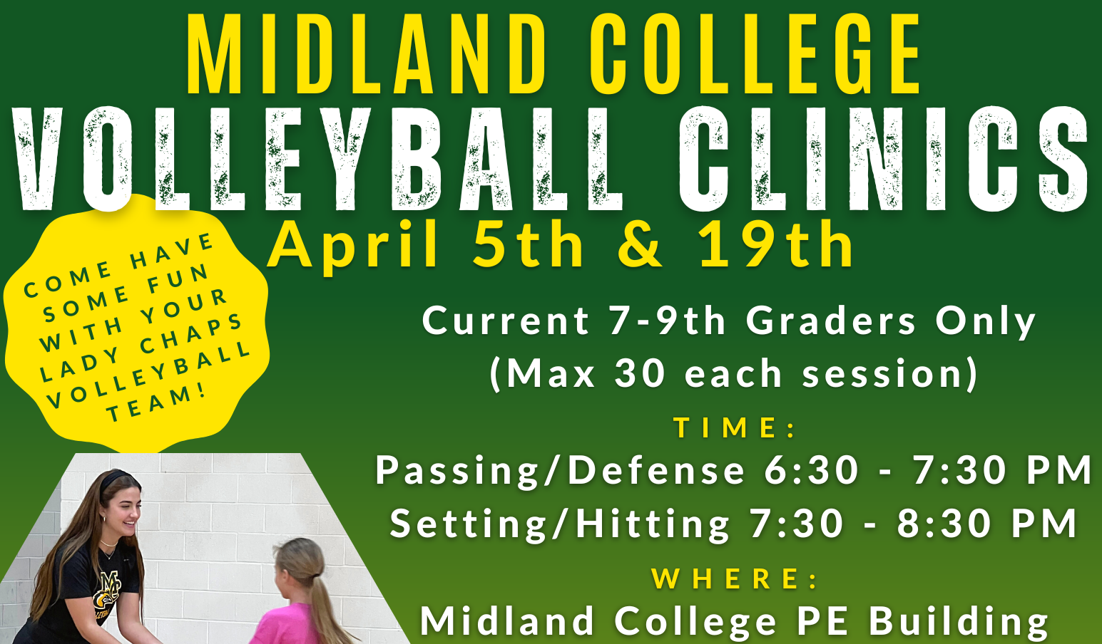 MC Lady Chaparral Volleyball April Clinics